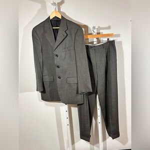 Canada Ralph Lauren Union-Made Pure New Wool Gray Suit Set Blazer Pants 38R
